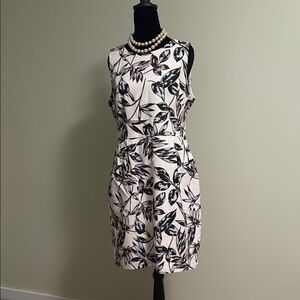 J. Crew Black and White Ruched Sheath Dress with side pockets